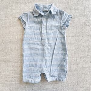 Janie & Jack Blue Collared Romper VGUC 6-12mo